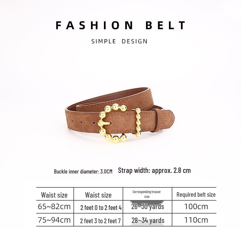 Women s Versatile Textured Round Pin Buckle Casual Thin Waist Belt 105 cm верблюд
