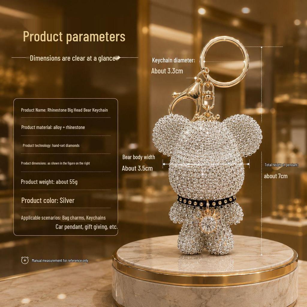 Handgefertigter Strassbär Schlüsselanhänger - Luxuriöser Anhänger & Kleines Geschenk