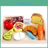 Kids Wooden Food Cutting Playset With Realistic Fruits And Vegetables For Sensory And Motor Skills Development