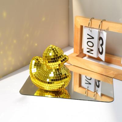 1PC Disco Ornament Yellow Duck Disco Ball Mirror Glass Decoration Desk Decoration Home Accessories