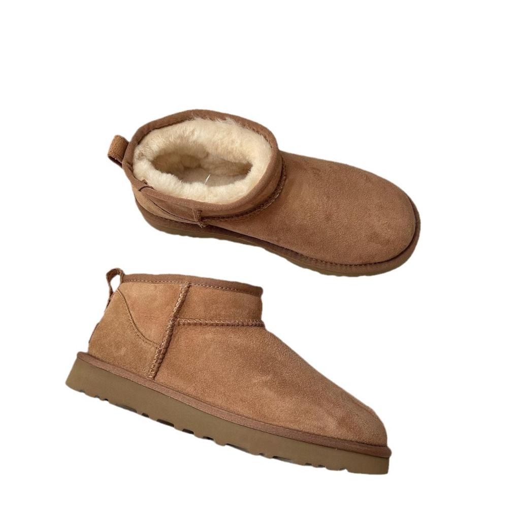 Snow boots women's Henan Sangpo fur integrated short tube flat-bottomed wool velvet thermal cotton shoes Snow cotton 2025 winter