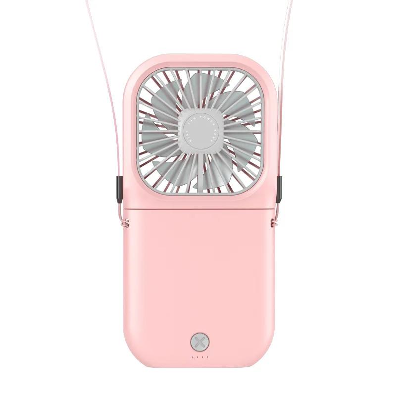 2026 Hanging Neck Fan 3000mAh Mini Portable Folding USB Mute Power Bank Portable Handheld Desktop Charge Fan