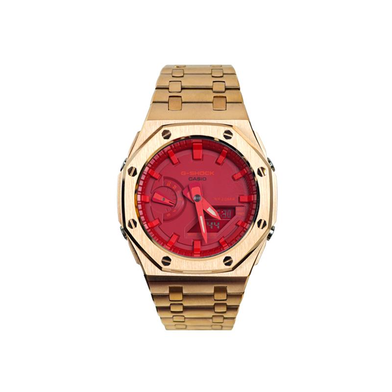 

CASIO Unisex Liquid Crystal,Analog Dual Display Series 44mm Red Watch GA-2100-4A(Watch1--) Regular Watch Box