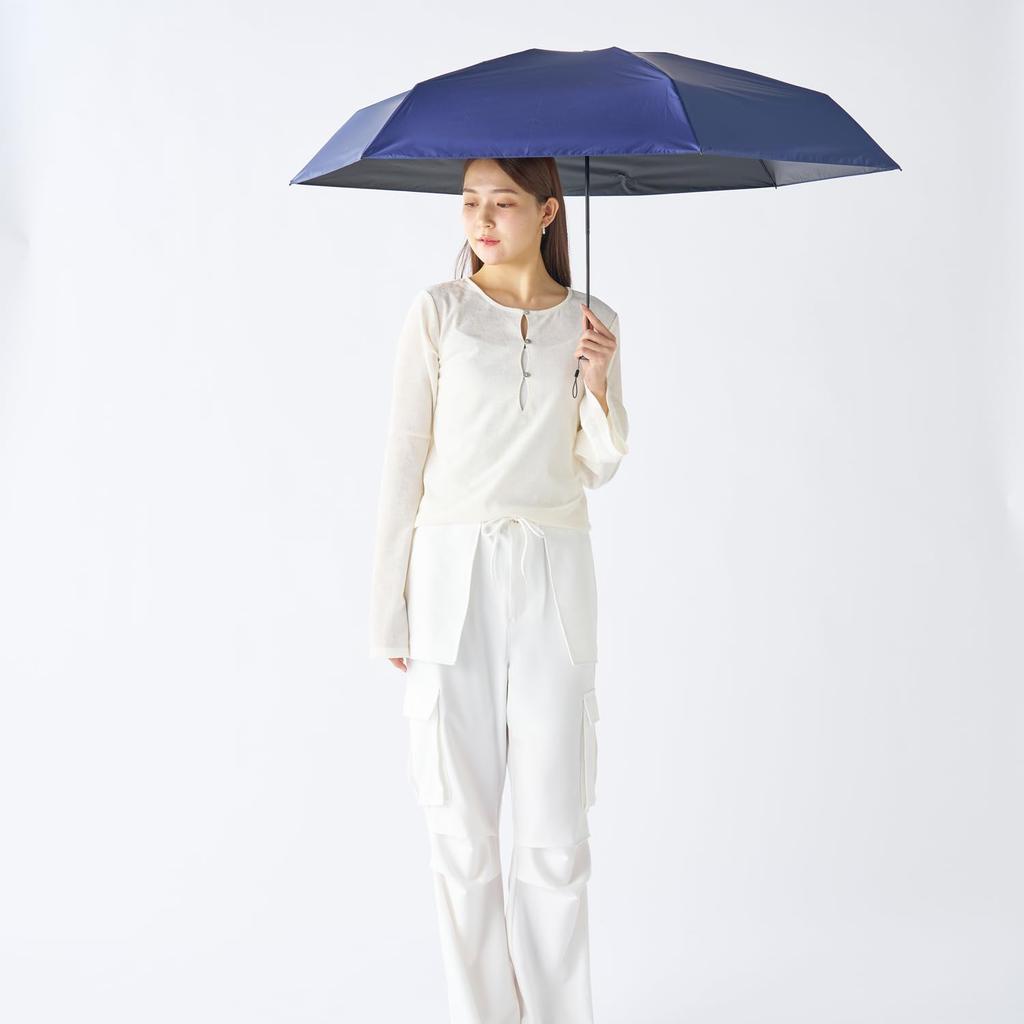 Magical Tech Protection Lightweight Folding Sun Heat UV Suitable for Sunny and Rainy Slim Manual Easy to Solid 61cm 30211 Deep Blue Umbrella, 100%