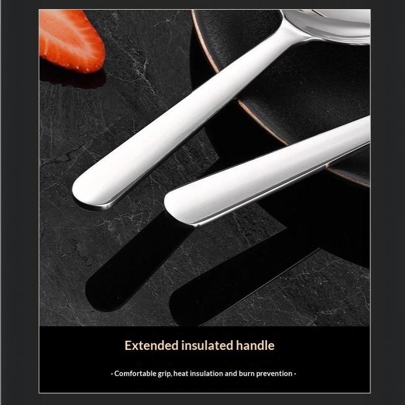 Stainless Steel Kitchen Spoon Set Food Grade Smooth Polished For Cooking Straining Noodles Serving Rice