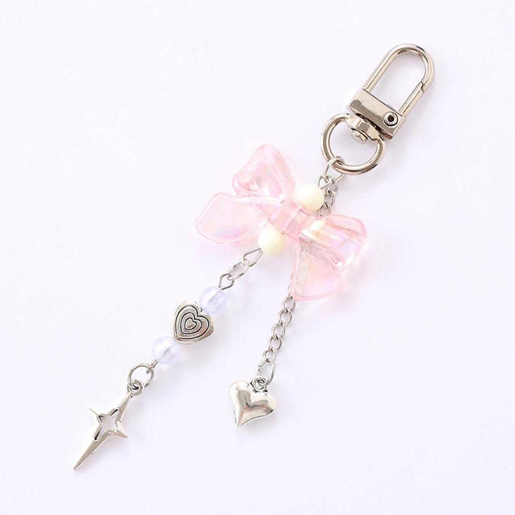 Car Keychain for Women Girls Cute Keychain Bag Charms Metal Heart Bowknot Keychain Accessories for Backpacks Wallets