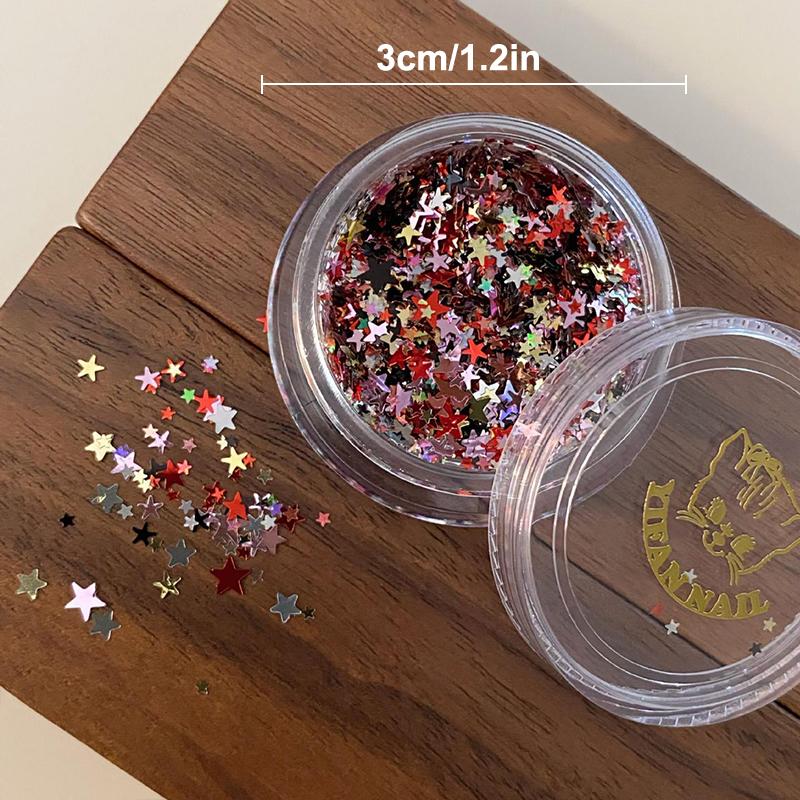 1 Box Glitter Star Nail Sequins 3D Charming Mixed Color Candy Colored Nail Flake Five-Point Star Nail Art Decor DIY Accessor