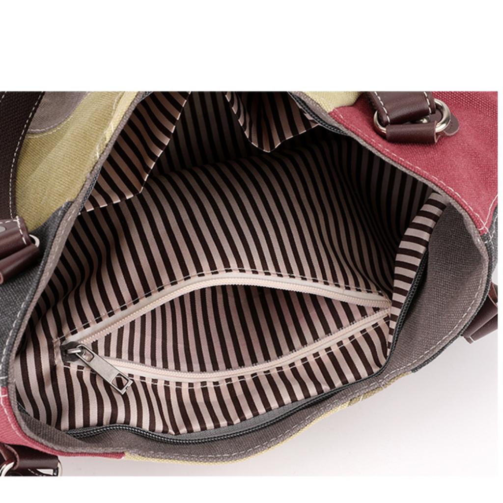Single Shoulder Bag Women's Bag Trend All Simple Fashion Large Capacity Patchwork Color Canvas Bag