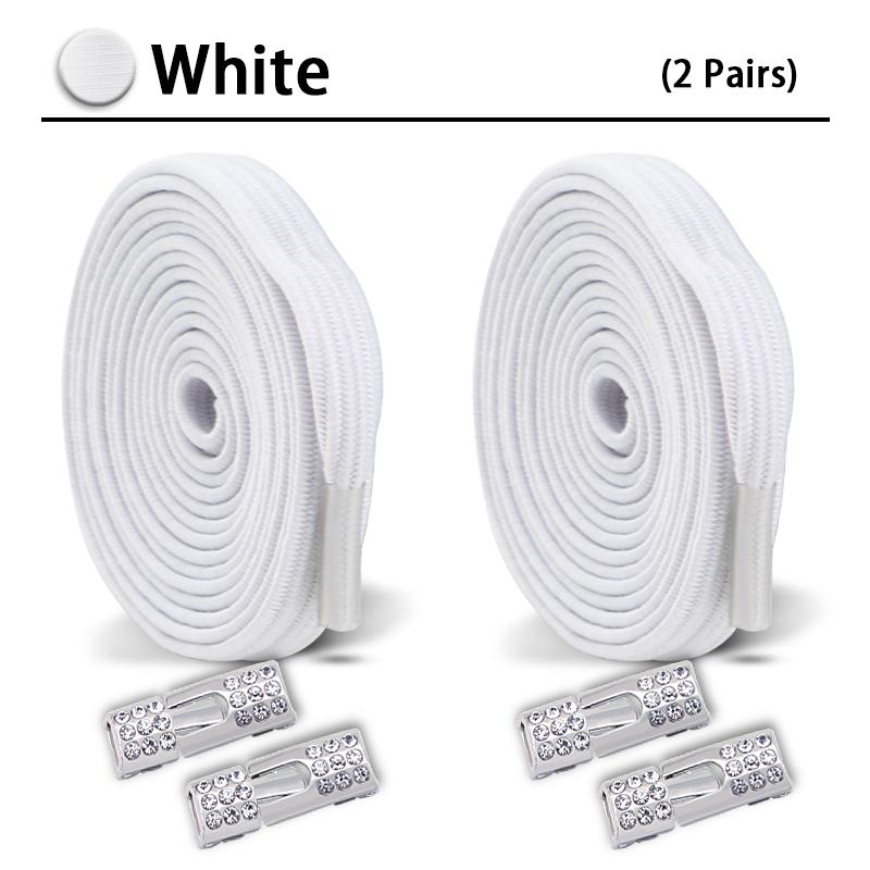 2Set Diamond Lock Shoelaces Without ties Colorful Elastic Laces Sneakers No Tie Shoe laces Glitter Flat Shoelace Shoe Accessorie