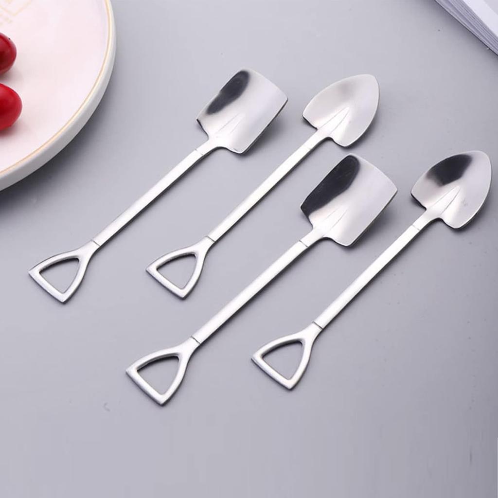 TAORANJU Stainless Steel Dessert Spoons, 4 Pcs Mini Pointed Coffee and Ice Cream Spoons for Cake, Yogurt, Sugar, Tea