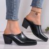 Fashion Comemore Spring Autumn Women Pumps Female Soft Leather Pointed Head high heels Outside Two Wear Half Slippers Solid Heels Women