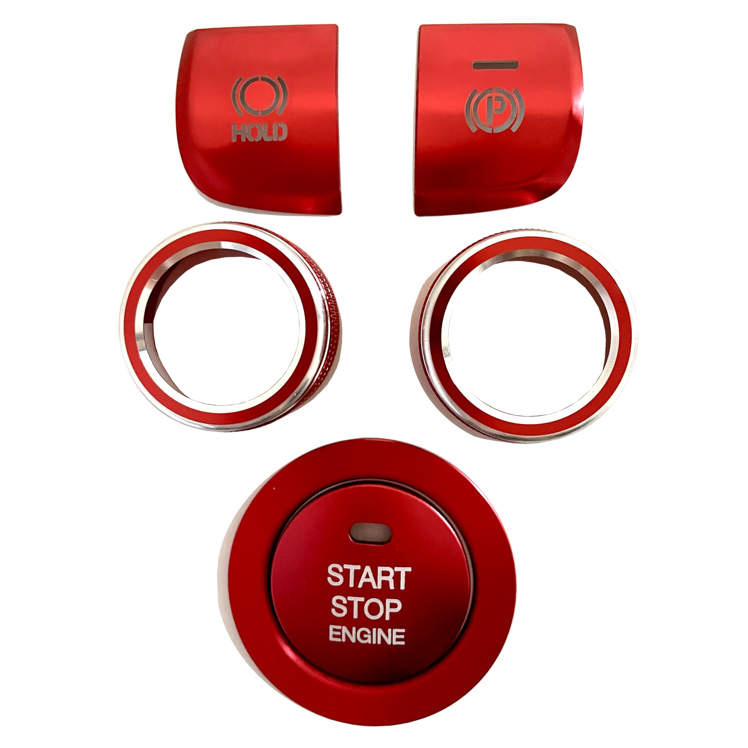 

Flatland Corolla Cross 10 Серия Детали для тюнинга интерьера и кнопка запуска двигателя, ручка регулировки кондиционера и комплект чехла ручного тормоза Аксессуары Кнопка, Накладка, (красный)