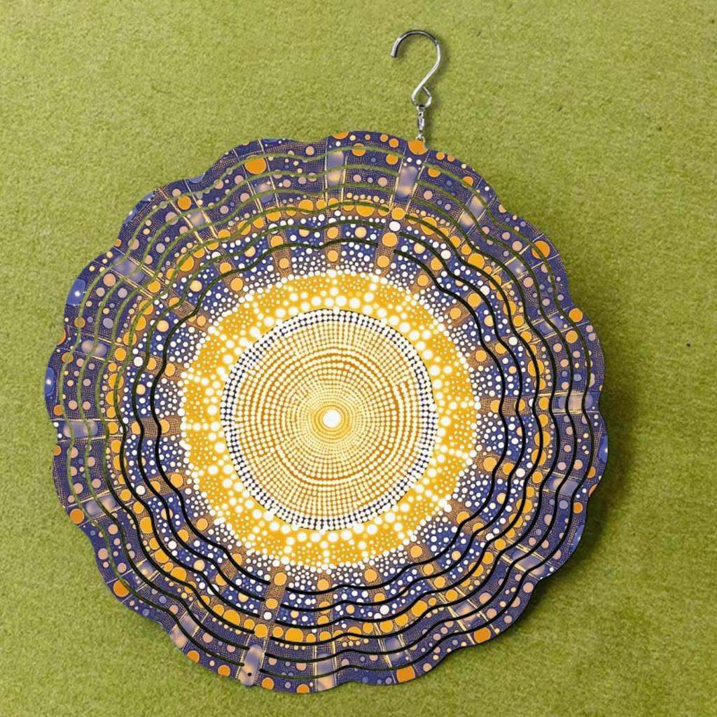 Giroscop de Vânt Metalic Decor Exterior Artă Kinetică Grădină Suspendat Clopoțel de Vânt pentru Curte Terasă Stil Boem Decorațiune Casă Nu Necesită Baterii