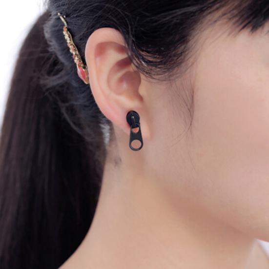 1 Pair Stud Earrings Zipper Style Lightweight Ear Studs Comfortable To Wear