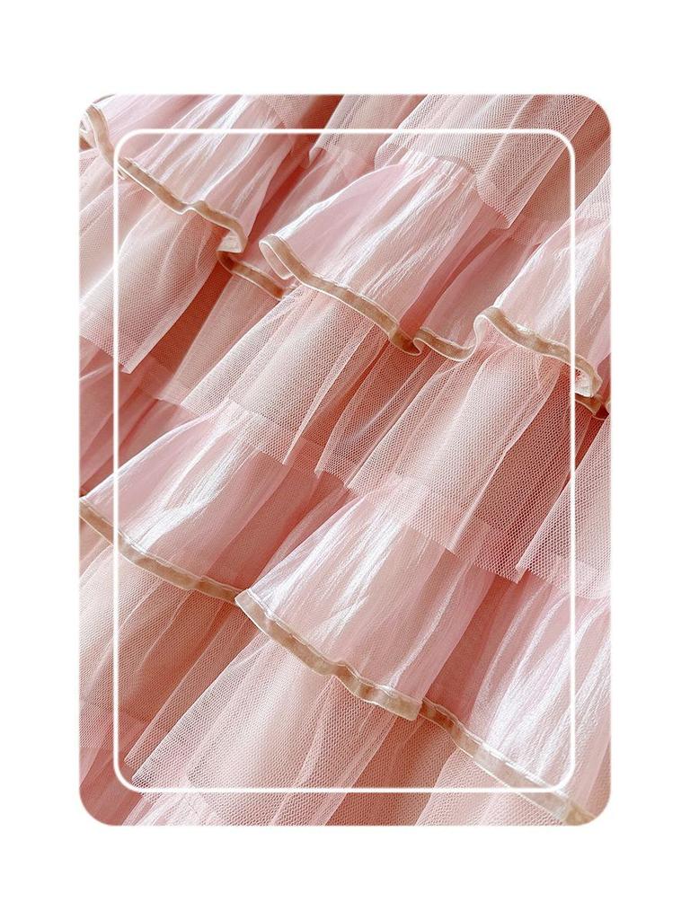 Layered Organza Long Fairy Cake Dress with Half Skirt