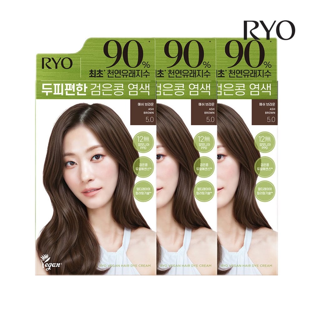 

[НОВИНКА] Ryeo Scalp Comfort Краска для волос с черными бобами 5.0 Пепельно-коричневый 120г 3шт