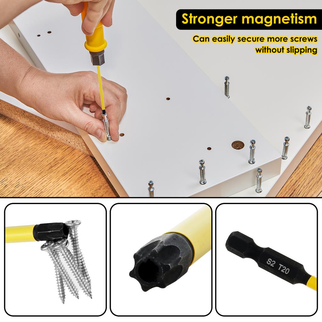 12Pcs Screwdriver Bit Set Magnetic Long Torx Bit Set with 1/4 Inches Hex Shank for Electric and Manual Screwdriver