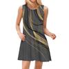 Robe d'été pour femme, mode, patchwork color block imprimé, ample, vacances à la plage, décontractée, sans manches, robe d'été