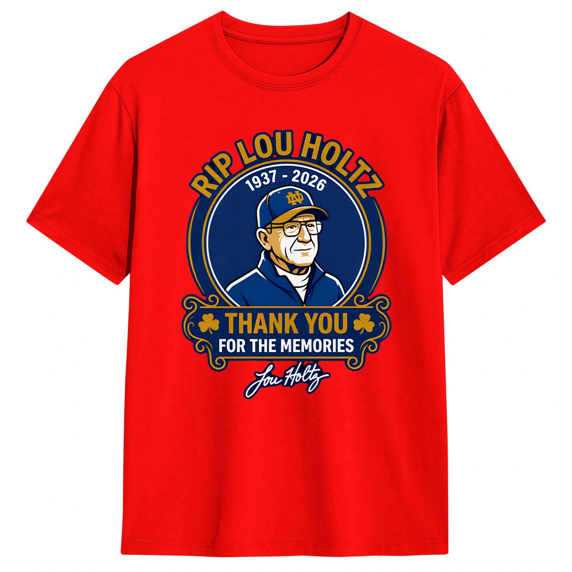 Novelty RIP Lou Holtz 1937 2026 TShirt Unisex Round Neck 100 Cotton T Shirts  Short Sleeve Tees Classic Clothes M