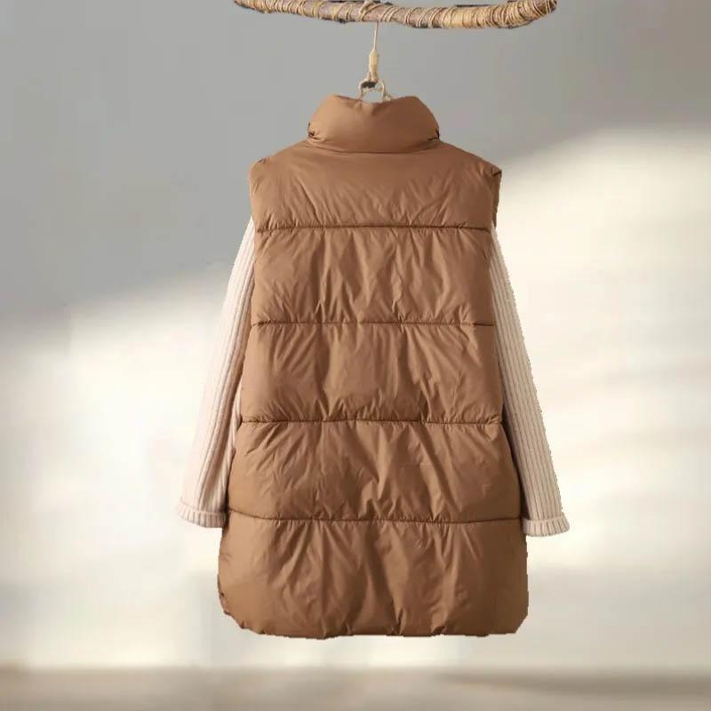 Down Vest for Women Winter OversizeThickened Warm Large Pocket Vest Casual Windproof Warm Turtleneck Vest