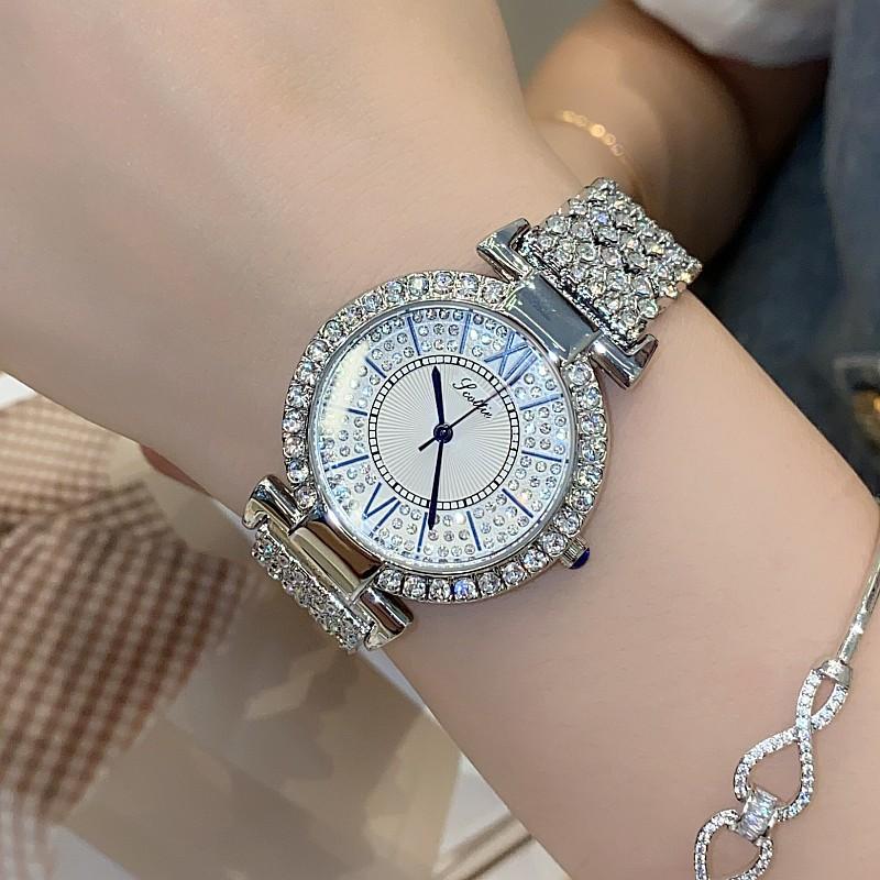 Full Diamond Roman Quartz Watch Women'S Temperament Watch Bracelet Strap Temperament Watch Women'S Style
