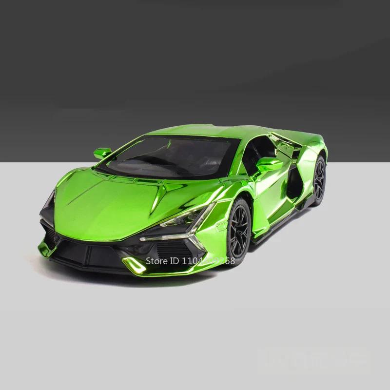 1:24 Scale Lambor Revuelto FKP37 Car Model Toy Metal Diecast Sound Light Pull Back Simulation Cars Models for Boys Collection