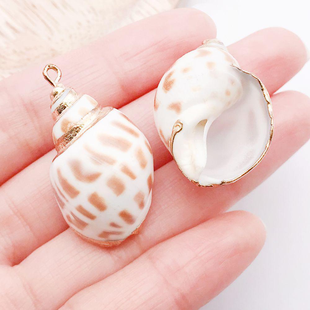 White & Yellow Electroplated Ocean Shell Conch Pendant Charm for DIY Jewelry