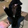 Winter new imitation mink hair celebrity fur women's short hooded thickened light fluffy coat