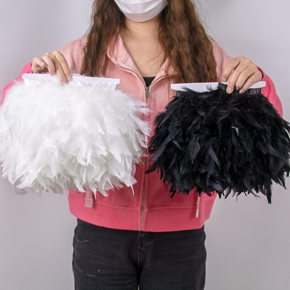 Multicolor Natural Turkey Feather Trim Ribbon 4-6 Inches Fluffy White Marabou Feathers Trims Lace for Party Skirt Clothing Decor