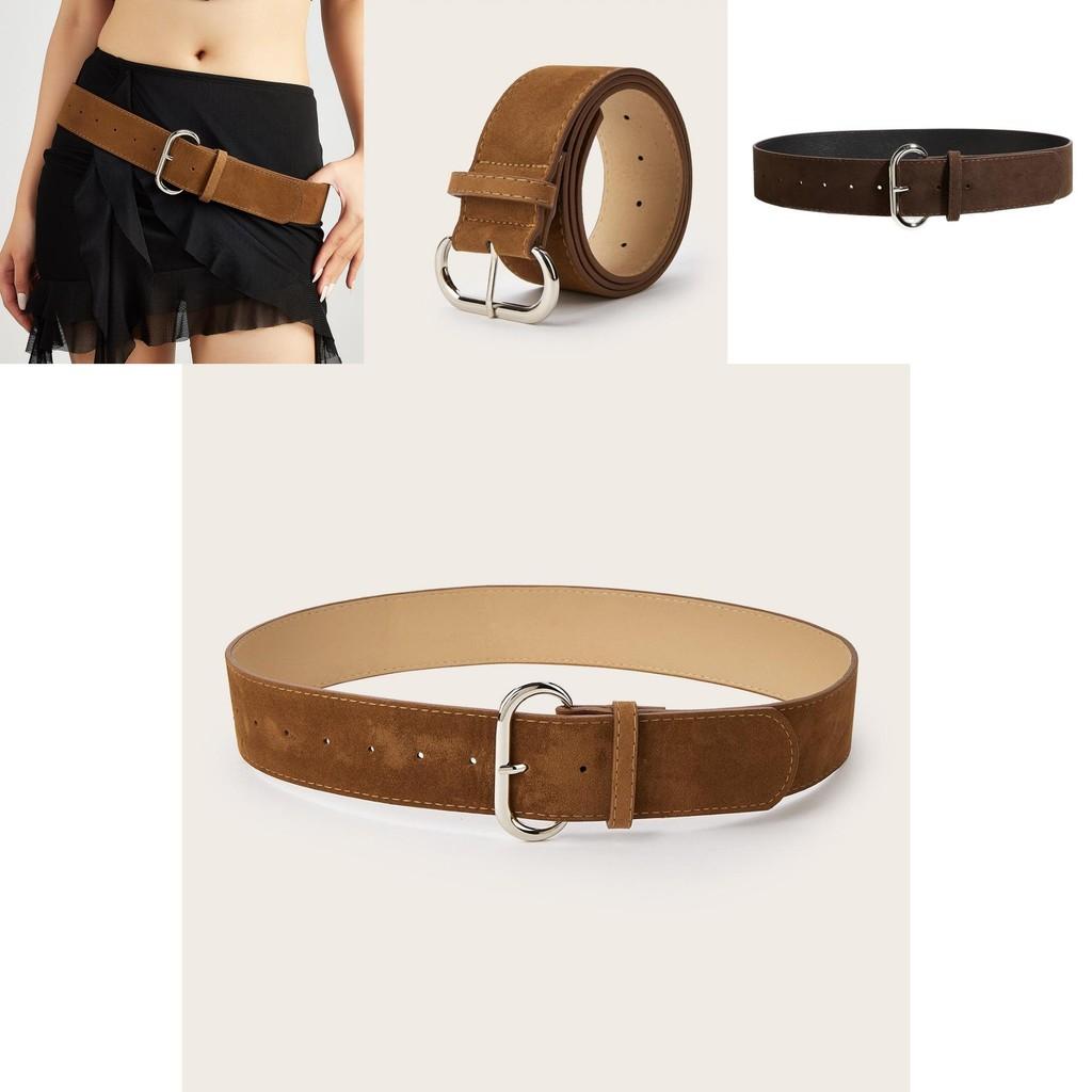 Street Style Solid Color Suede Women Casual Wide Belt For Trendy Womens Accessories