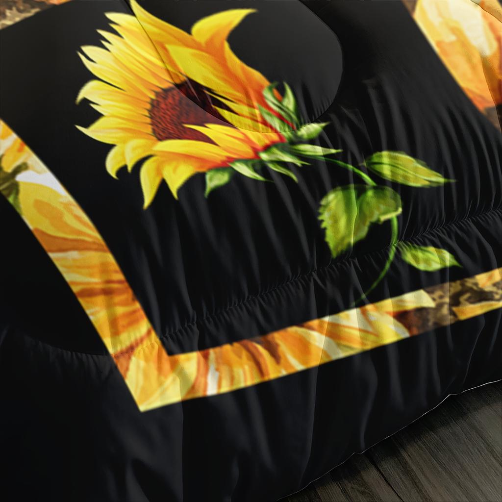 Yellow 3pc Sunflower Bedding Sets Quilt Sunflower Comforter Set Yellow Bedding Sets Western Bed Comforter Set Boho Comforter Set