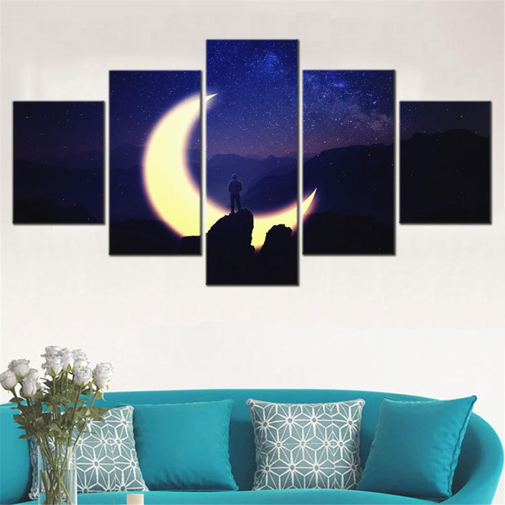 Abstract 5 Pieces Wall Art Canvas Fantasy Dream Poster Wallpaper Painting Living Room Picture Print Bedroom Mural Home Decor