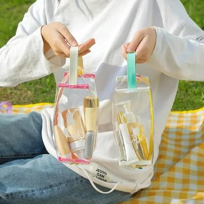 Cute Girl Makeup Cosmetic Bag Travel Toiletries Bag Pencil Case PVC Waterproof Transparent Pen Pouch Student Stationery Supplies