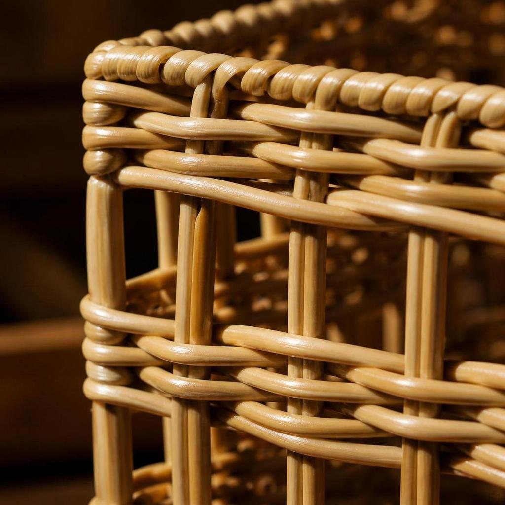 Waterproof Open Storage Basket | Sturdy Structured Frame, Decorative Arched Weave, Rattan