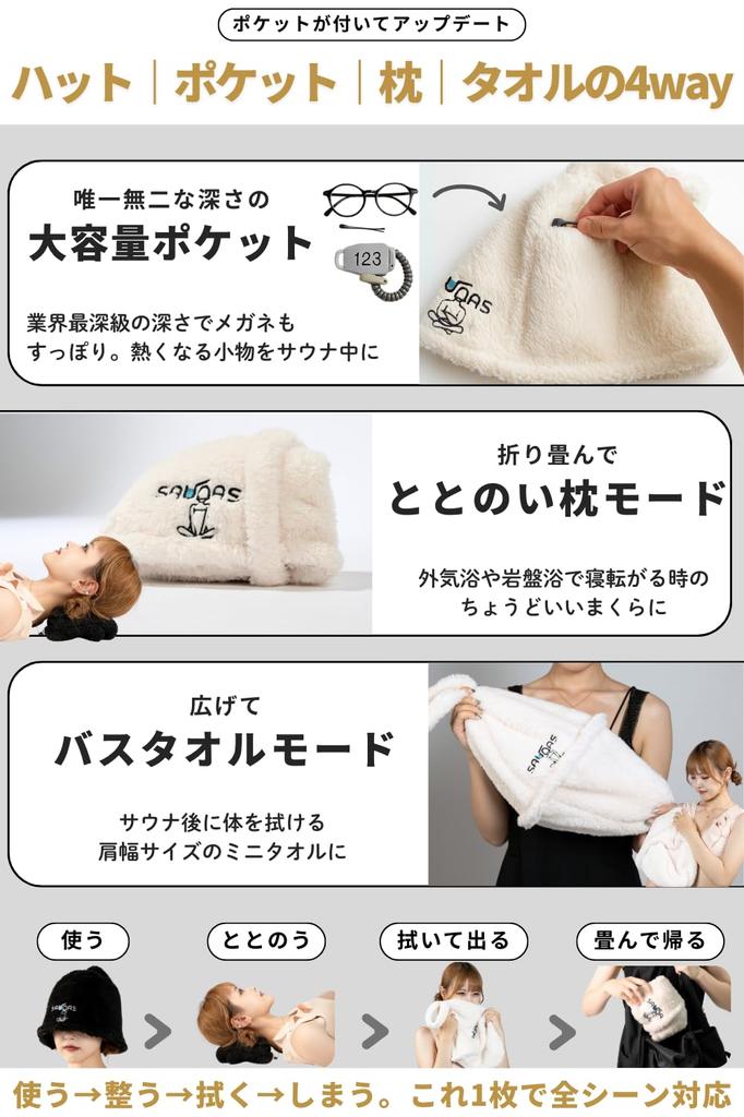 Saunas Sauna Hat Mark Deep Sauna Hat with Easy to Stylish I, Men's Large, Soft, Thick, Double-Layered Towel, Carry, Matching, Washable, (Stone Black)