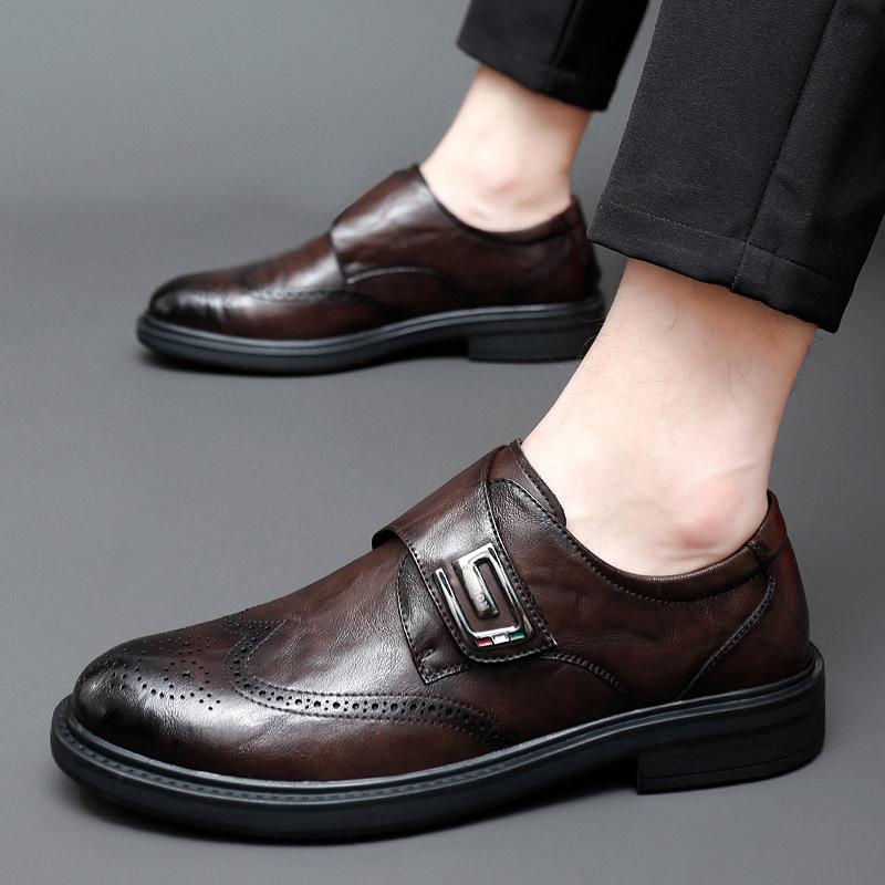 New Spring Men's Shoes Business Formal Wear British Men's Leather Shoes Casual Trendy Suit Wedding Shoes