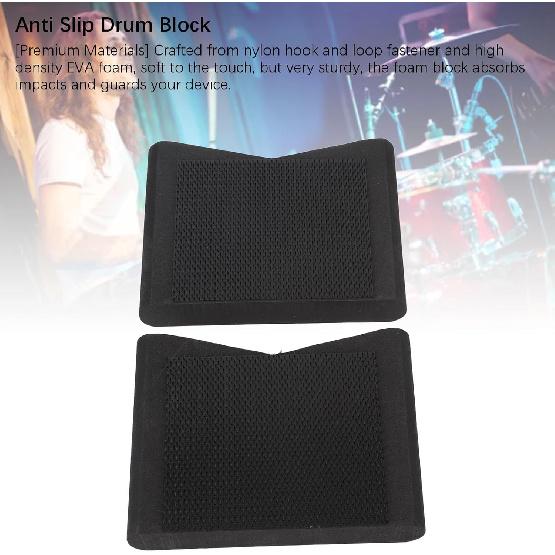 Set of 2 Drum Block Hi Hat and Pedal Anchor System Stops Drum Kit Creep Slipping Drum Set Accessory, Drum Pedal Block Slide Prevention Nylon Fastener