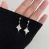 DOUDOUSTORE 925 Silver Four-Pointed Star Earrings: Trendy Day and Night Starlight Accessory