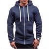 Men's 2024 Fashion Trend Casual Zip-Up Hoodie Jacket - Solid Color Cardigan Sweatshirt