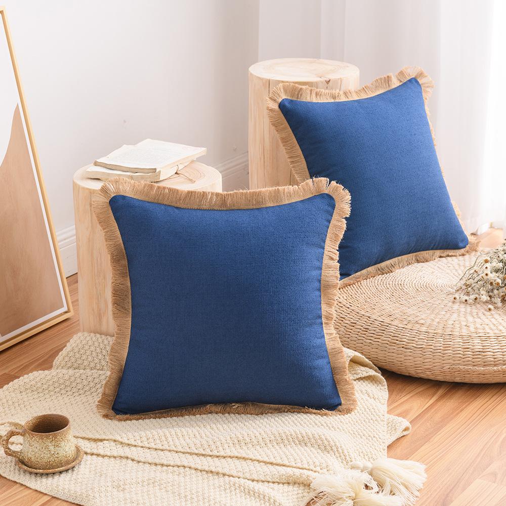 Cotton And Linen Pillow Case Sofa Cushion Nordic Ins Style Thickened Waist Pillow Solid Color Linen Back Pillow Quality