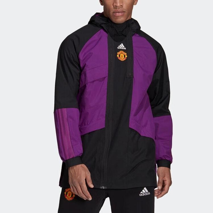 Adidas Manchester United Contrast Panel Zip-Up Jacket Men Jacket Purple GR3910