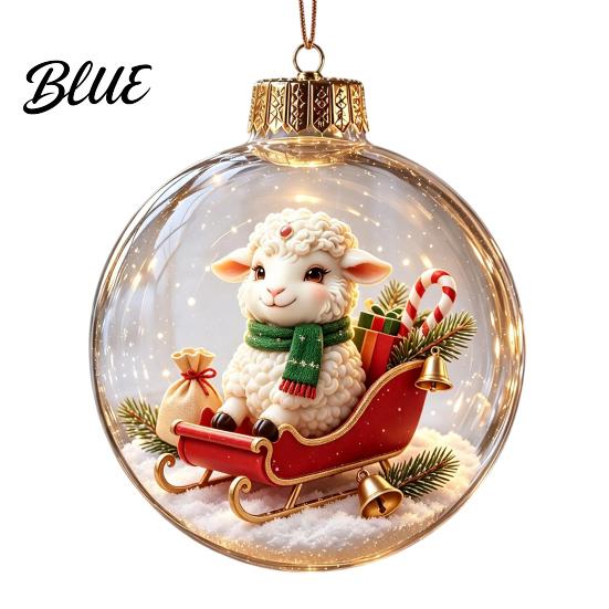 Reusable Plastic Baubles Glowing Christmas Story Ornament Light‑Up Mini Holiday Scene Hanging Ball with Warm Gift Embellishments LED Light,