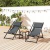 Sun Loungers, Set of 2, Folding Aluminum, 5-Position Backrest, Headrest, 60 X 100 X 85 Cm, Grey