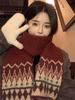 Women Winter Knitted Scarf Headscarf Ladies Casual Red Print Warm Scarve Mujer Foulard Wrap Shawl New Christmas New  Gifts