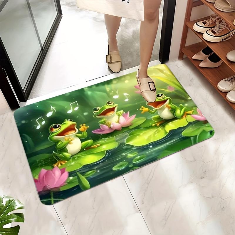 1Pcs Anti Fatigue Kitchen Rugs,  Frogs  Print Waterproof Non-Slip Thick Cushioned Kitchen Mat Heavy Duty Comfort Standing Mat for Kitchen