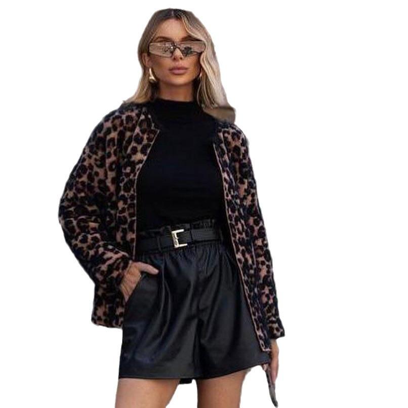 2024 Autumn Women's European and American Style Leopard Print Versatile Fashion Coat
