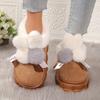 Thick Bottom Bow Rabbit Plush Cotton Shoes Household Women Home Simple Warm Snow Boots Anti-slip
