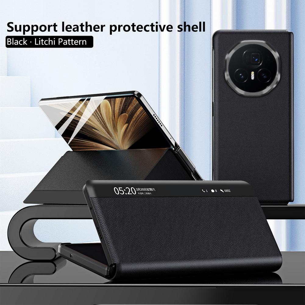 Lychee Leather Smart Wake & Sleep Magnetic Leather Stand Phone Case For Honor Magic V 5 Magic V5 Camera Protection Cover