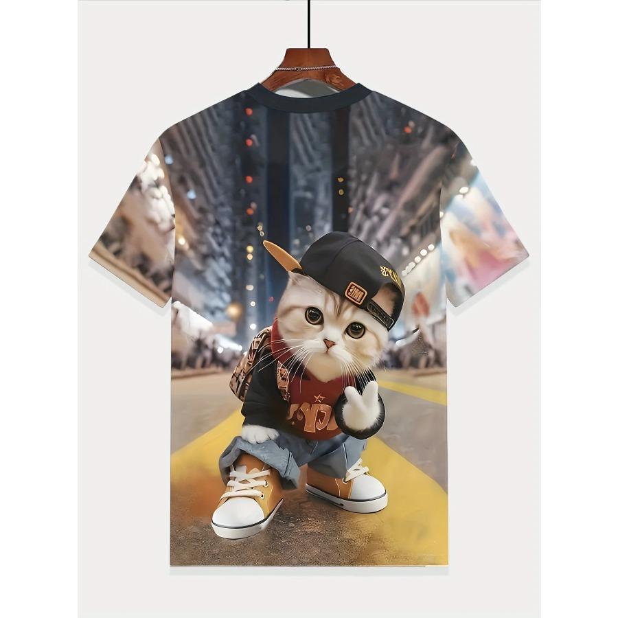 Intressant djur 3D-utskrift Pojkar Kreativ T-shirt Fritidskläder Kortärmade toppar för barn T-shirt Pojkar Flickor Kläder Sommarkläder