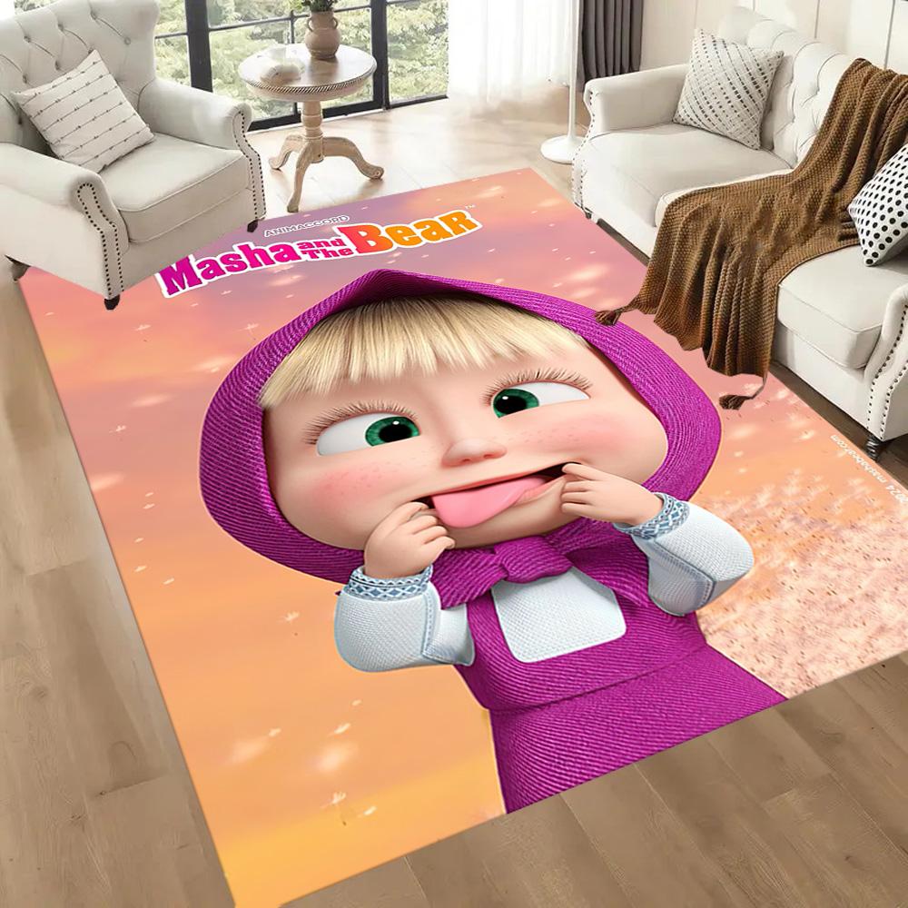 Masha Bear Area Rug Suitable for Balcony Playrooms Kitchen Dining Room Anti-slip Rug Anime Office Decor Spiritual Gift